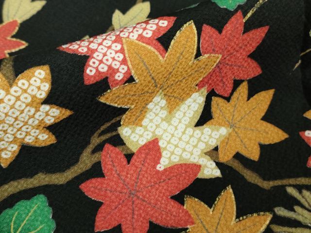 平和屋着物■極上 ファッションデザイナー 花井幸子 訪問着 刺繍 梅菊楓 黒地 金彩 三越扱い 逸品 DZAA6842kh5