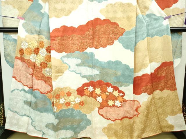 平和屋本店■極上 創業460年・千總 振袖 駒刺繍 絞り 雲取り吉祥花文 金彩 高島屋扱い 逸品 DZAA6847kh5