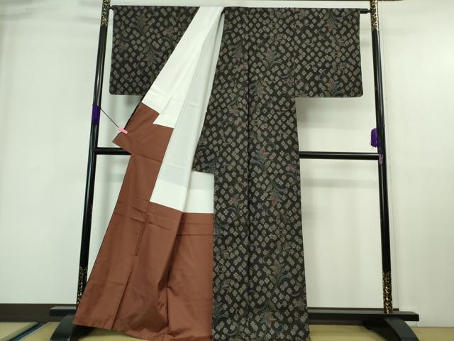 平和屋着物●極上 本場大島紬 7マルキ 草花文 逸品 未使用 DZAA6854kh5