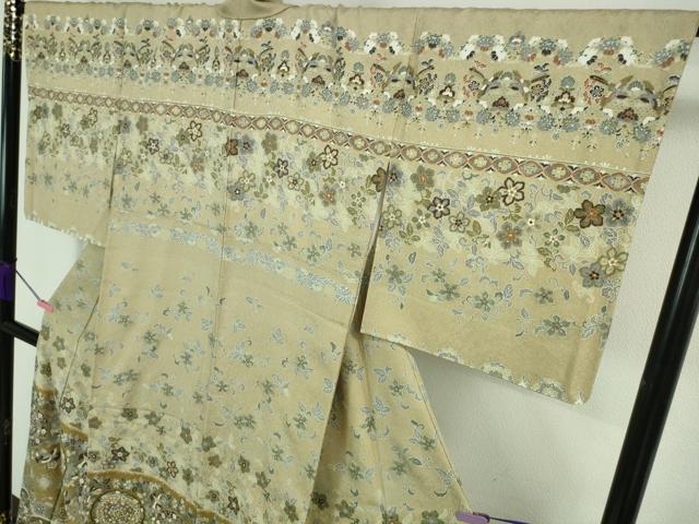 平和屋本店■極上 中国三大刺繍 スワトウ刺繍 汕頭刺繍 訪問着 双鳥正倉院花文 金糸 逸品 DZAA6859kh5