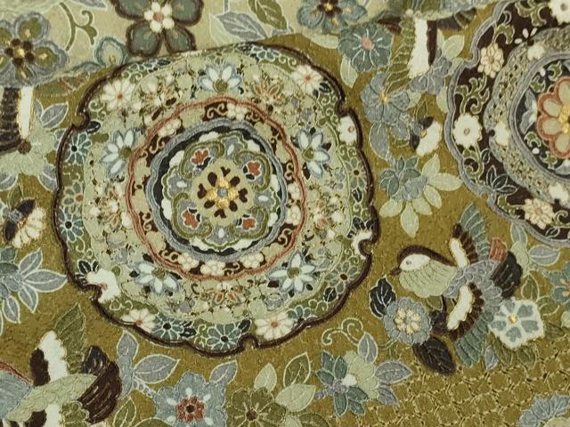 平和屋本店■極上 中国三大刺繍 スワトウ刺繍 汕頭刺繍 訪問着 双鳥正倉院花文 金糸 逸品 DZAA6859kh5