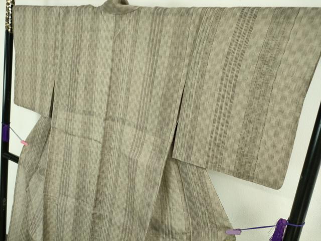 平和屋本店■極上 夏物 本麻 ちぢみ 市松紋紗 間道 麻 反端付き 逸品 DZAA6860kh5