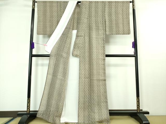 平和屋本店■極上 夏物 本麻 ちぢみ 市松紋紗 間道 麻 反端付き 逸品 DZAA6860kh5