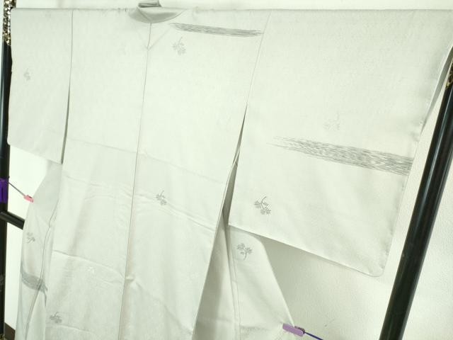 平和屋着物●希少 西陣織 天平初年創始の京の老舗 洛陽織物 訪問着 お召地 縫取プラチナ箔 松葉 銀糸 反端付き 逸品 未使用 DZAA6881kh5