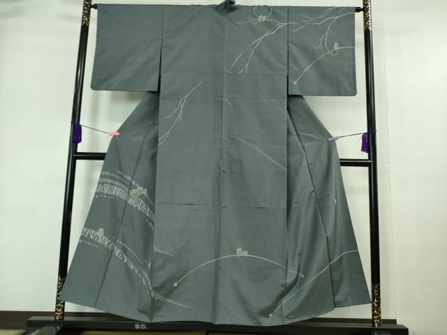 平和屋着物●極上 石川県指定無形文化財 牛首紬 白山工房 手織り 刺し子 総刺繍 ふくろう 梟 逸品 DZAA6884kh5