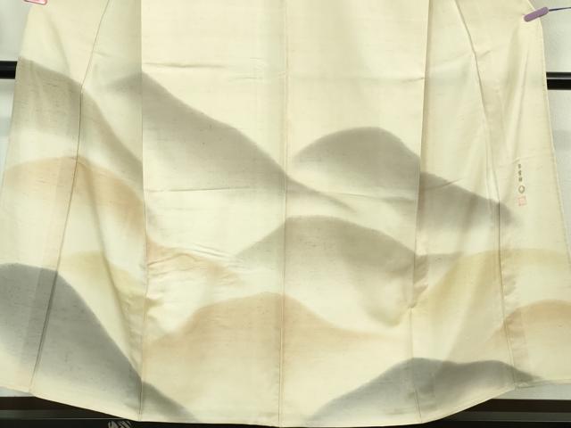 平和屋本店▽極上 石川県指定無形文化財 牛首紬 白山工房 手織り 訪問着 単衣 重ね山 証紙付き 逸品 未使用 DZAA6885kh5