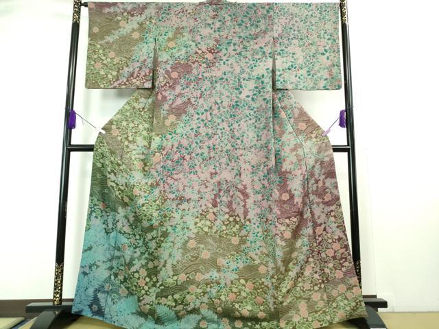 平和屋本店■極上 中国三大刺繍 相良刺繍 訪問着 おぼろ染め 襲絞り 立波文 暈し染め 金通し地 逸品 未使用 DZAA6892kh5