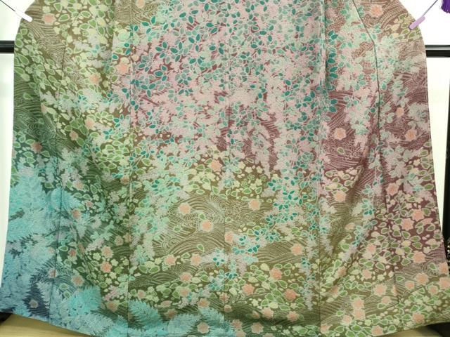 平和屋本店■極上 中国三大刺繍 相良刺繍 訪問着 おぼろ染め 襲絞り 立波文 暈し染め 金通し地 逸品 未使用 DZAA6892kh5