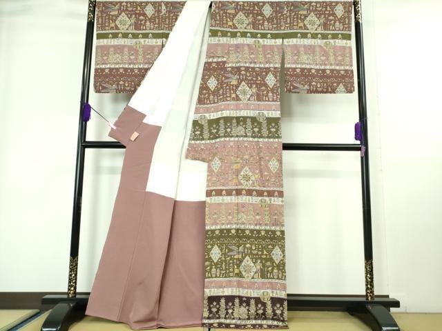 平和屋本店■極上 中国三大刺繍 スワトウ刺繍 汕頭刺繍 訪問着 古代人物壁画文様 金糸 逸品 DZAA6894kh5