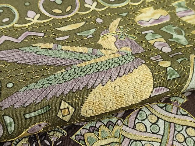 平和屋本店■極上 中国三大刺繍 スワトウ刺繍 汕頭刺繍 訪問着 古代人物壁画文様 金糸 逸品 DZAA6894kh5