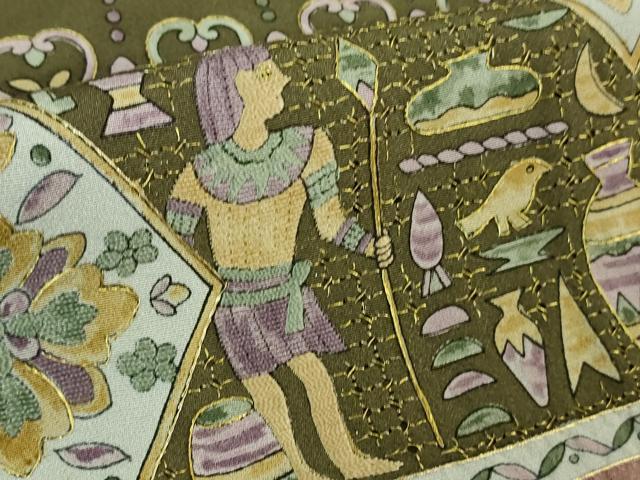平和屋本店■極上 中国三大刺繍 スワトウ刺繍 汕頭刺繍 訪問着 古代人物壁画文様 金糸 逸品 DZAA6894kh5