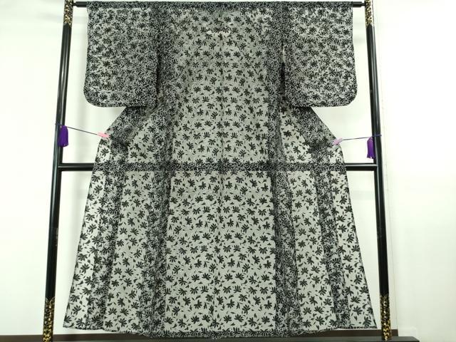 平和屋着物*極上 夏物 小紋 レース 花間道 黒地 逸品 DZAA6930kh5