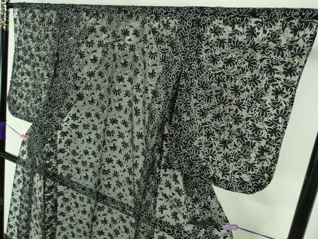 平和屋着物*極上 夏物 小紋 レース 花間道 黒地 逸品 DZAA6930kh5