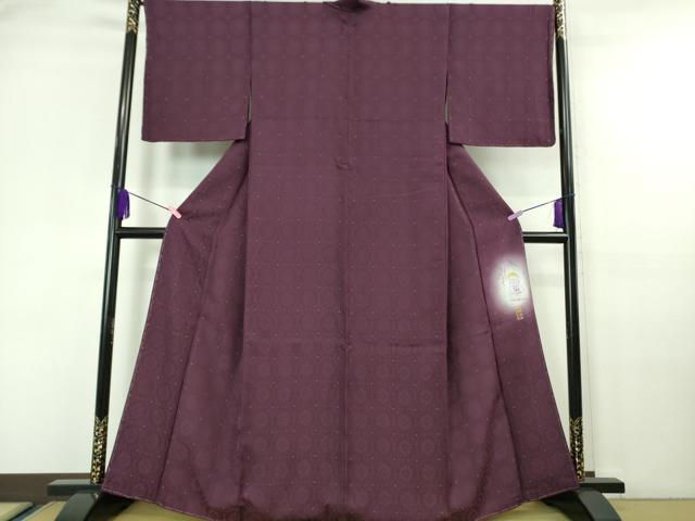平和屋着物●極上 水蝋染技法 画家 津田瑞穂 お召 花繋ぎ地紋 紫紺色地 銀糸 逸品 未使用 DZAA6937kh5