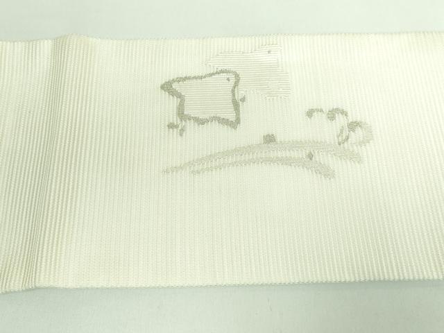 平和屋着物■極上 夏物 九寸名古屋帯 立波に千鳥 蒸栗色地 銀糸 逸品 DZAA6960kh5