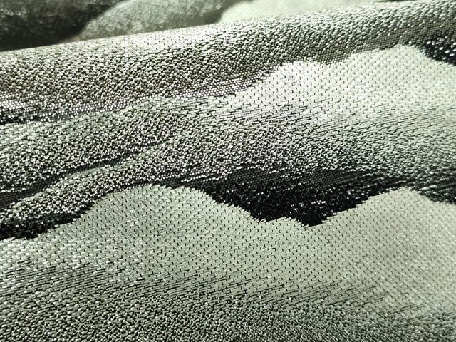 平和屋本店■極上 近代日本画の巨匠 横山大観 じゅらく謹製 六通柄袋帯 朝陽霊峰・瑞雲 プラチナ箔 黒地 証紙付き 逸品 DZAA6973kh5
