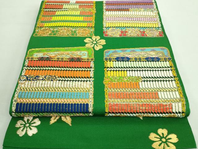 平和屋本店■最高級 龍村平蔵製 太鼓柄 本袋帯 威毛錦 金銀糸 逸品 DZAA7014kh5