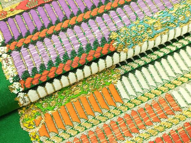 平和屋本店■最高級 龍村平蔵製 太鼓柄 本袋帯 威毛錦 金銀糸 逸品 DZAA7014kh5