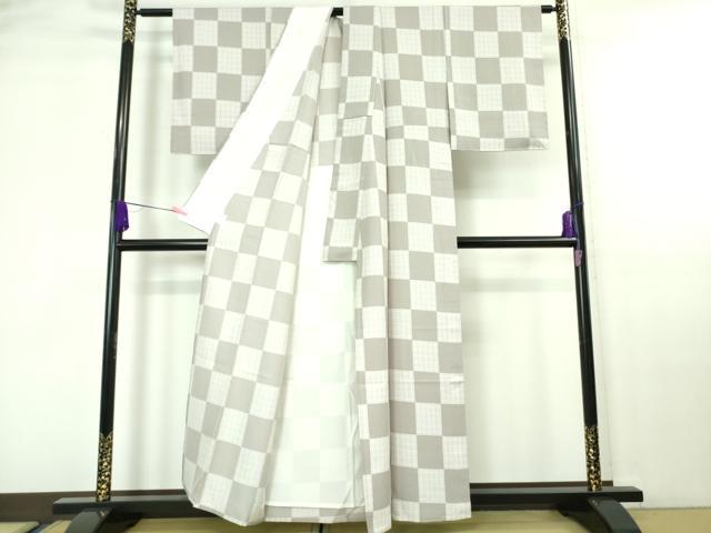 平和屋着物▽極上 小紋 単衣 市松文様 鈴乃屋扱い 逸品 未使用 DZAA7055kh5