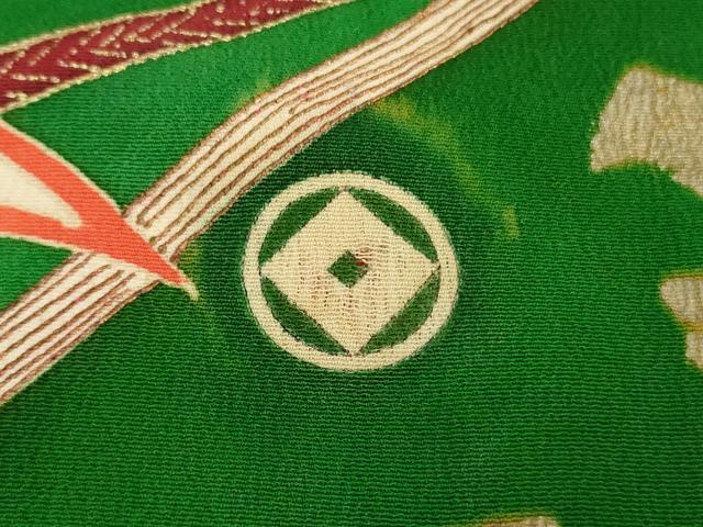 平和屋本店■極上 アンティーク 大正ロマン 振袖 駒刺繍 檜扇花薬玉 金彩 逸品 DZAA7079kh5