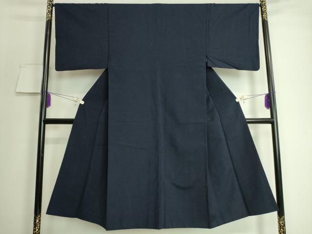 平和屋着物●極上 男性 紬 アンサンブル 色無地 濃紺地 逸品 DZAA7105kh5