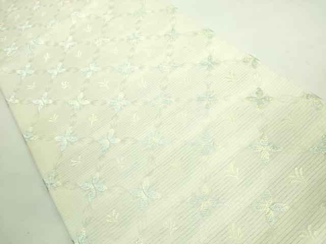 平和屋本店*極上 夏物 西陣 川島織物 九寸開き名古屋帯 唐織 網目花文 銀糸 証紙付き 逸品 DZAA7203kh5