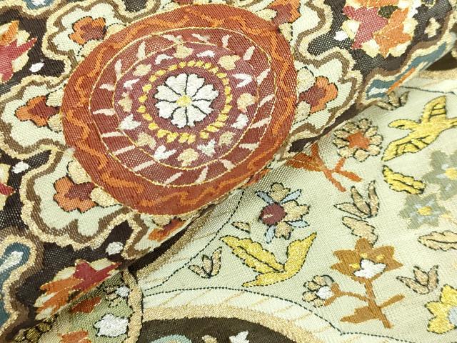 平和屋本店■最高級 明綴れ 全通柄袋帯 正倉院花鳥文 金銀糸 逸品 DZAA7236kh5