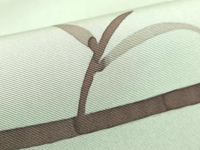平和屋本店■極上 日展染色作家 高久空木 ろうけつ染 塩瀬 九寸名古屋帯 枝花文 鶸茶色地 逸品 DZAA7237kh5