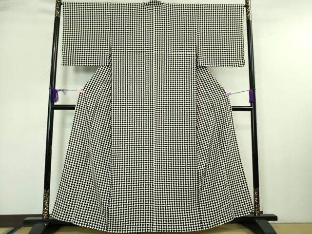 平和屋着物■極上 池田重子コレクション 小紋 単衣 市松菱文 黒×白 逸品 未使用 DZAA7260kh5