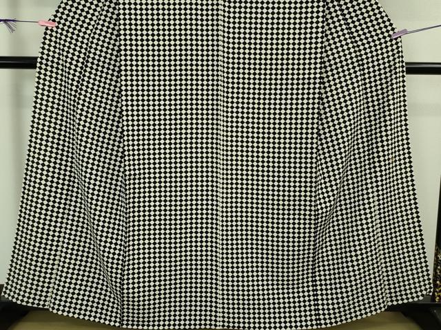 平和屋着物■極上 池田重子コレクション 小紋 単衣 市松菱文 黒×白 逸品 未使用 DZAA7260kh5
