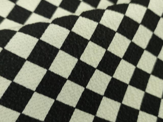 平和屋着物■極上 池田重子コレクション 小紋 単衣 市松菱文 黒×白 逸品 未使用 DZAA7260kh5
