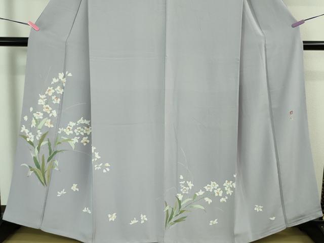 平和屋着物●極上 京加賀友禅 松本健一 訪問着 胡蝶蘭 藤色地 逸品 DZAA7267kh6