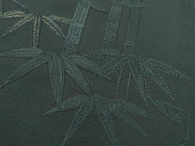 平和屋着物■極上 ファッションデザイナー コシノジュンコ 訪問着 単衣 刺繍 笹竹文 褐色地 金糸 逸品 DZAA7279kh5