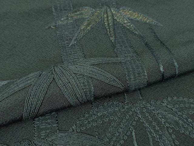 平和屋着物■極上 ファッションデザイナー コシノジュンコ 訪問着 単衣 刺繍 笹竹文 褐色地 金糸 逸品 DZAA7279kh5