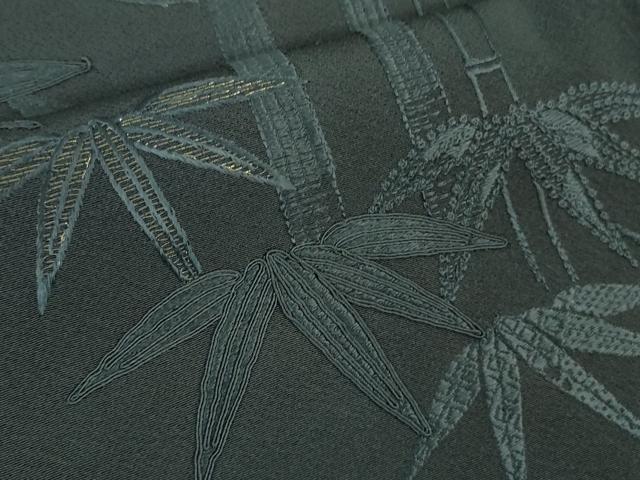 平和屋着物■極上 ファッションデザイナー コシノジュンコ 訪問着 単衣 刺繍 笹竹文 褐色地 金糸 逸品 DZAA7279kh5