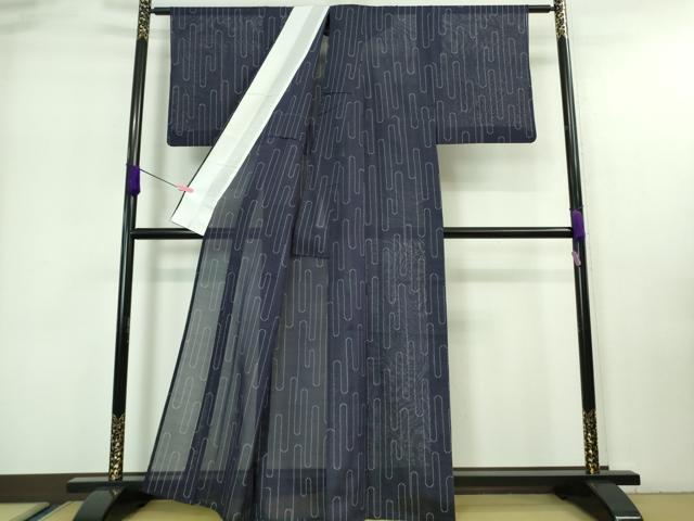 平和屋着物*極上 夏物 本塩沢 夏塩沢 壺垂れ 鉄紺色地 証紙付き 逸品 DZAA7287kh5