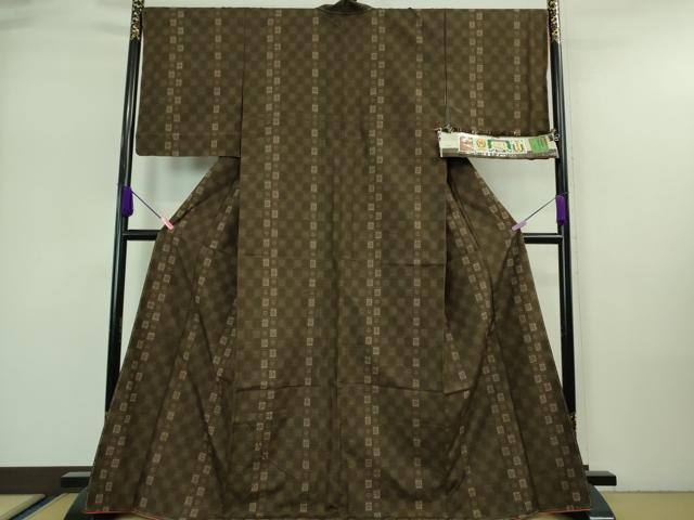 平和屋着物●極上 結城眞綿紬 80亀甲 藤貫謹製 市松花間道 証紙付き 逸品 未使用 DZAA7290kh5