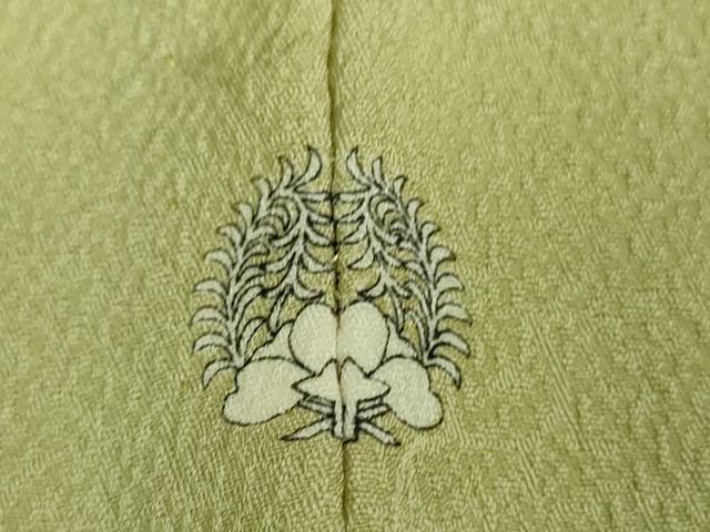 平和屋着物■極上 洗える最高級着物 <英>はなぶさ謹製 色無地 単衣 菊唐草地紋 若葉色 逸品 DZAA7303kh5