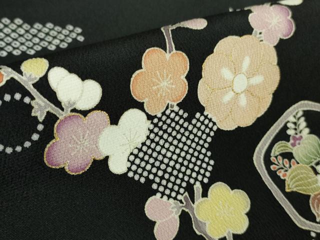 平和屋着物■極上 訪問着 友禅 駒刺繍 宝尽くし 松竹梅 黒地 金彩 逸品 未使用 DZAA7304kh5