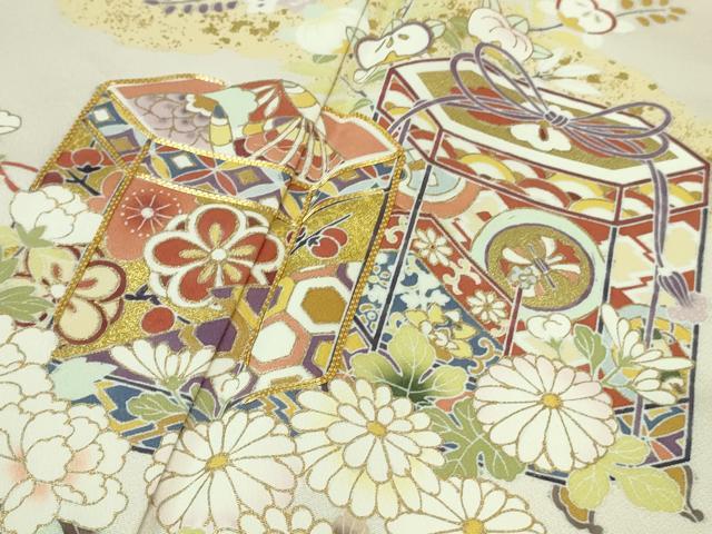 平和屋本店■極上 訪問着 駒刺繍 貝桶吉祥花文 桜色地 金彩 逸品 未使用 DZAA7368kh5