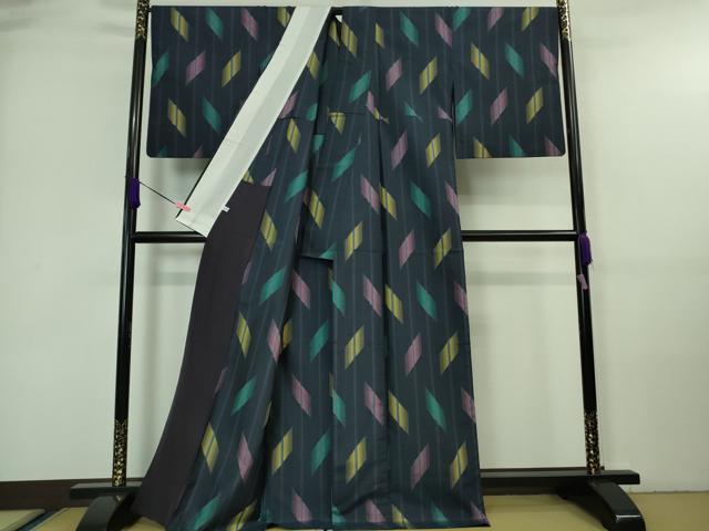 平和屋着物■極上 正絹絣 きじま銘仙 紬 単衣 木島織物謹製 証紙付き 逸品 DZAA7379kh5