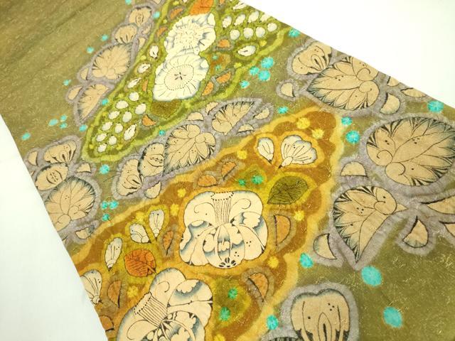 平和屋本店■最高級 初代 久保田一竹 幻の辻が花 太鼓柄袋帯 粋譜 絞り 金通し地 共箱付き 逸品 DZAA7449kh5