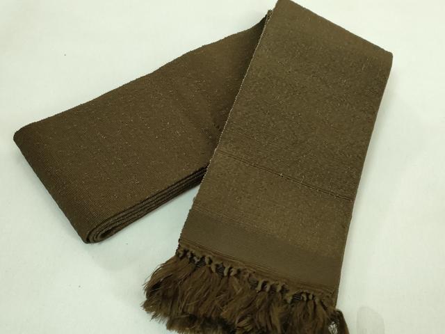 平和屋本店●極上 男性 角帯 手織 琵琶糸帯 海松茶色地 共箱付き 逸品 DZAA7461kh5