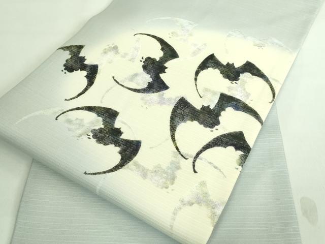 平和屋着物*極上 夏物 九寸名古屋帯 蝙蝠 コウモリ 和紙 逸品 DZAA7483kh5