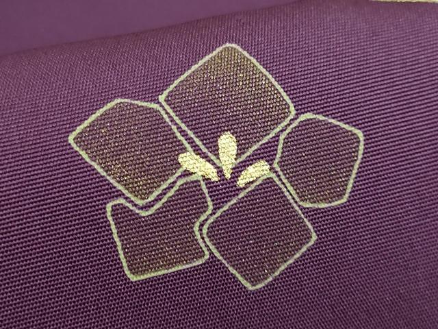 平和屋着物●極上 塩瀬 九寸開き名古屋帯 駒刺繍 色紙花文 金彩 桑の実色地 逸品 DZAA7509kh5