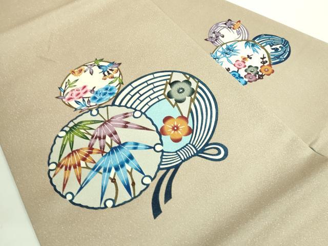平和屋着物■極上 本場琉球紅型 九寸名古屋帯 雪輪花丸文 洗柿色地 銀通し地 逸品 DZAA7525kh5