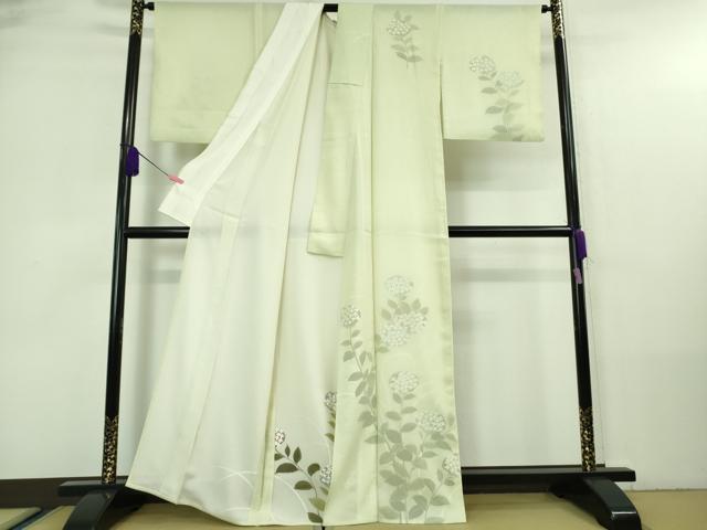平和屋着物▽極上 訪問着 無双 紗袷 紗×絽 紫陽花 あじさい 若芽色地 金彩 逸品 DZAA7532kh5