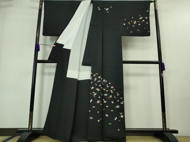 平和屋本店■極上 訪問着 総刺繍 宝尽くし 黒地 金糸 逸品 DZAA7558kh5