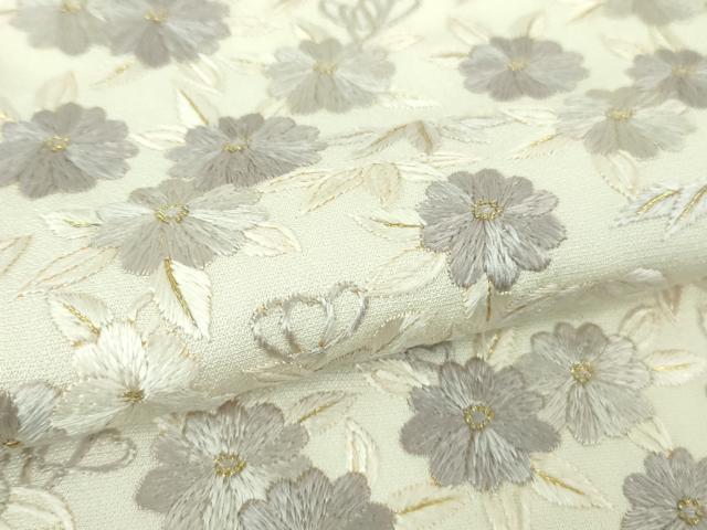 平和屋本店●極上 訪問着 ロング丈 総手刺繍 草花尽くし 象牙色地 金糸 逸品 DZAA7559kh6
