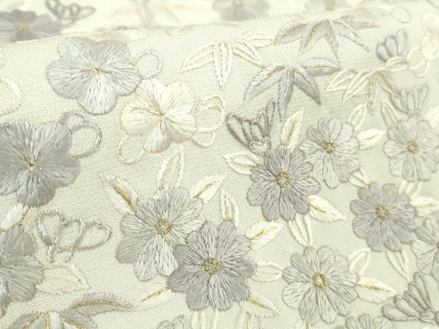 平和屋本店●極上 訪問着 ロング丈 総手刺繍 草花尽くし 象牙色地 金糸 逸品 DZAA7559kh6